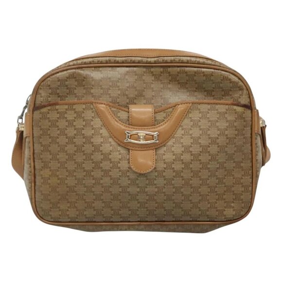 CELINE Macadam Canvas Shoulder Bag PVC Beige Gold - Picture 2 of 16